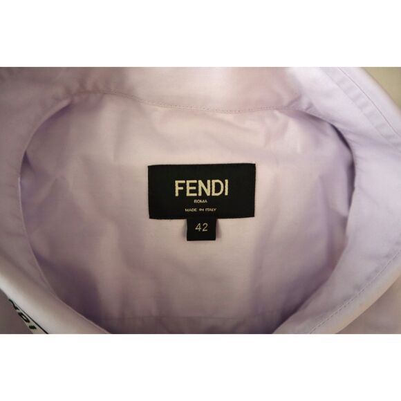 Fendi Men's Sz 42 US XS Peonia Pink Embroidered Collar L/S Button-Up Shirt - Picture 7 of 14